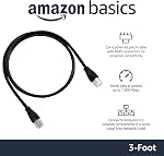 Amazon Basics RJ45 Cat-6 Ethernet Patch Internet Cable - 3 Foot (0.9 Meters)