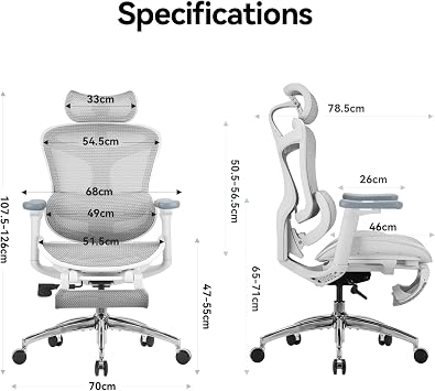 SIHOO Doro C300 Office Chair with Footrest Chair, Desk Chair, Ergonomic, Telework, Anti-Fatigue, Mesh Chair, 4 Levels of S-Backrest, Automatic Adaptive Lumbar Support, 4D Interlocking Armrest, 3D Headrest, 130° Recliner, Load Capacity 397.9 lbs 135 kg, Office Chair, Breathable, Gray