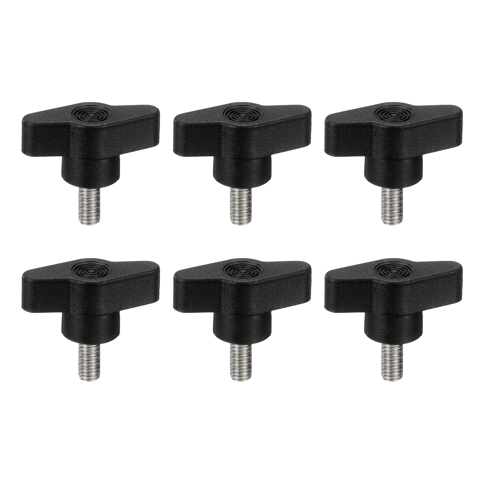 PATIKIL M6 x 14mm Tee Wing Thumb Screws, 6Pcs Carbon Steel Mechanical Handle Bolt Thumb Screws for Remove Replace Hand Clamping Tightening Knobs Power Supply, Black — image 1