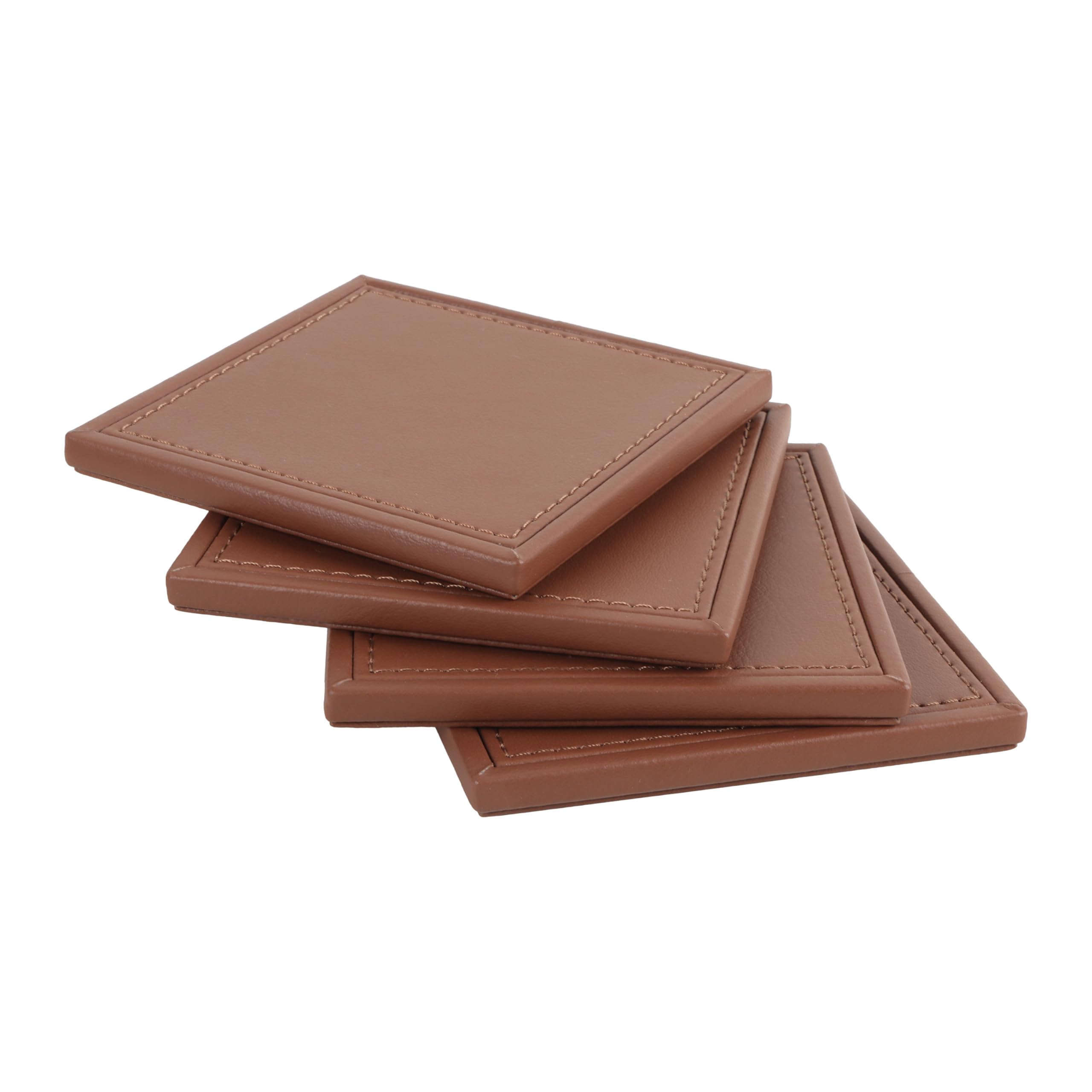V-CUBE DESIGNS Premium Vegan Leather Coaster | Set of 4 Coas -3