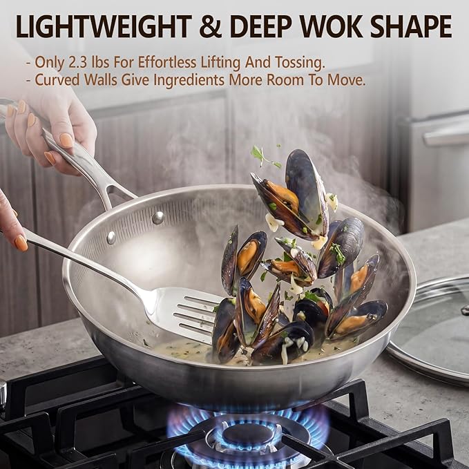 Wok de Titanio con Tapa - 12 pulgadas Antiadherente Libre de PFAS miniatura 6