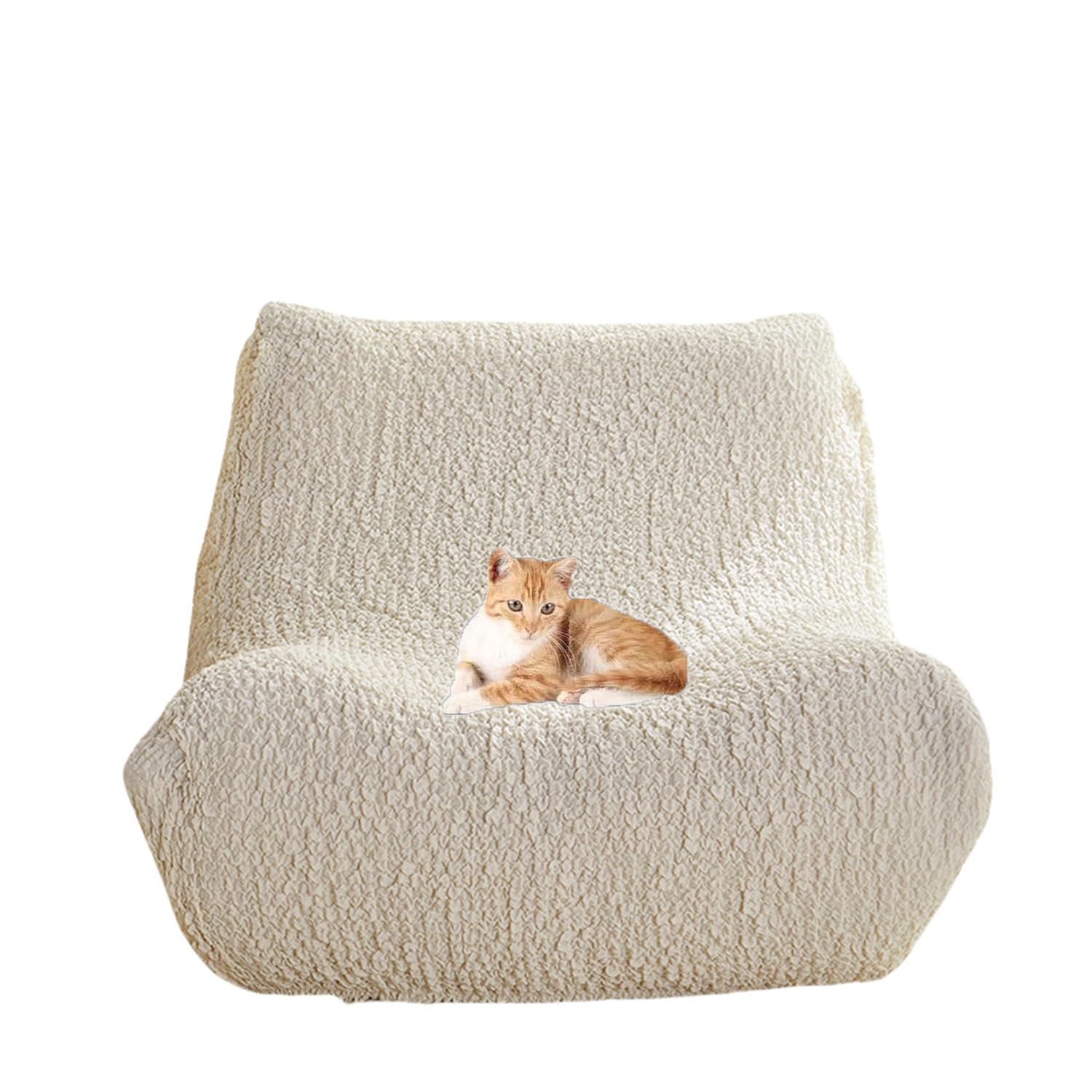 HACLEN Seersucker Lazy Floor Sofa Cover, Stretch Single Sofa Cover Armless Fireside Lounge Chair Cover Furniture Protector for Living Room Bedroom (Beige,one size)
