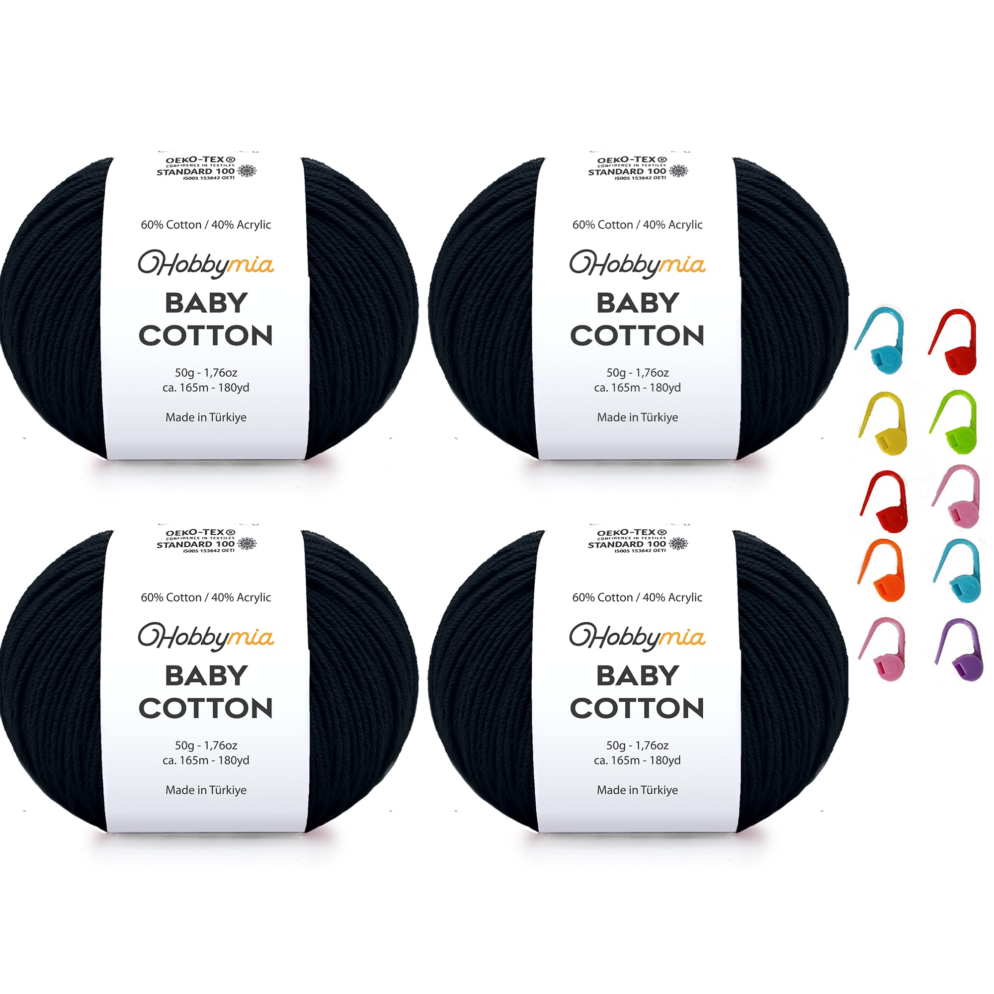 Baby Cotton Blend Yarn – Soft Sport Weight Yarn for Crochet & Amigurumi - 50g/180yds - 60% Cotton 40% Acrylic - Ideal for Baby & Knitting Proj.(Neon Green, 1 Ball) — view 64