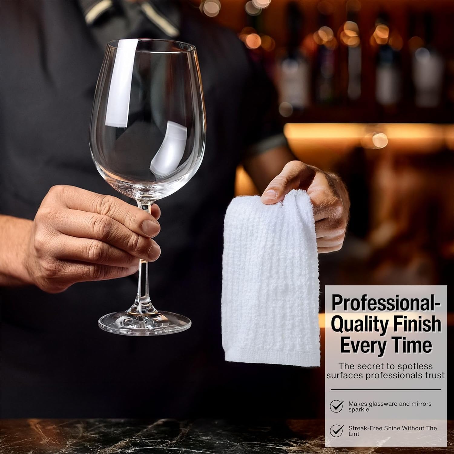 Living Fashions Bar Towels - Bar Mop Cleaning Kitchen Towels (36 Pack, 16" x 19”) - Premium Ring-Spun Cotton White, Restaurant and Shop Cleaning Rags