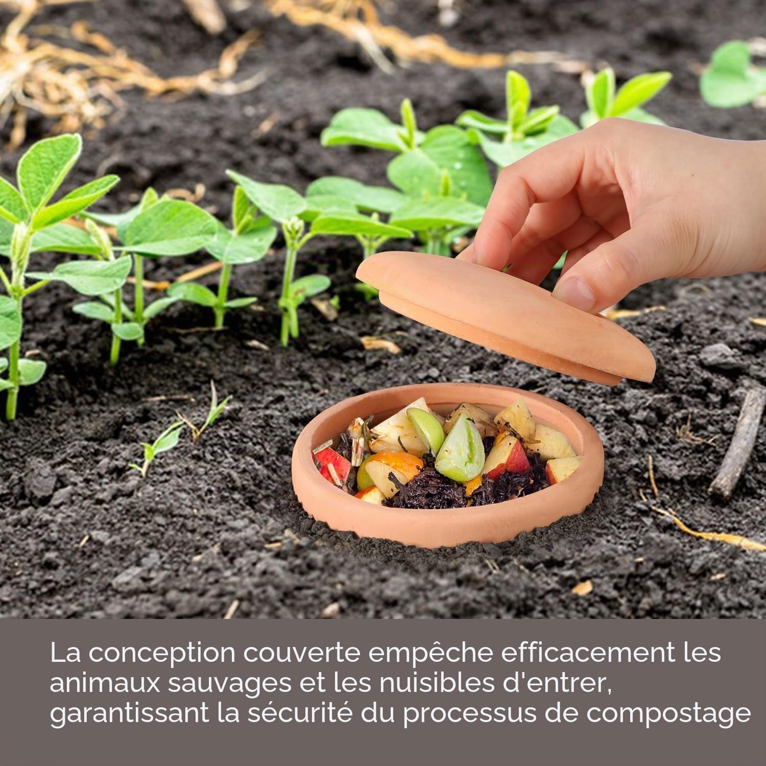 Underground Worm Farm Clay 25,4 cm Jardin Composteur Céramique Extérieur Jardinage de Cuisine Déchets Alimentaires avec Trous Systèmes de Vermicomposteur Durable pour plate-bande surélevée à la maison