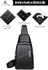 Av A Dos Cross Strap Bag, Chest Bag, Unisex Black Waterproof Vegan Leather Headphone Outlet Cross Waist Shoulder Chest Bag Bodybag