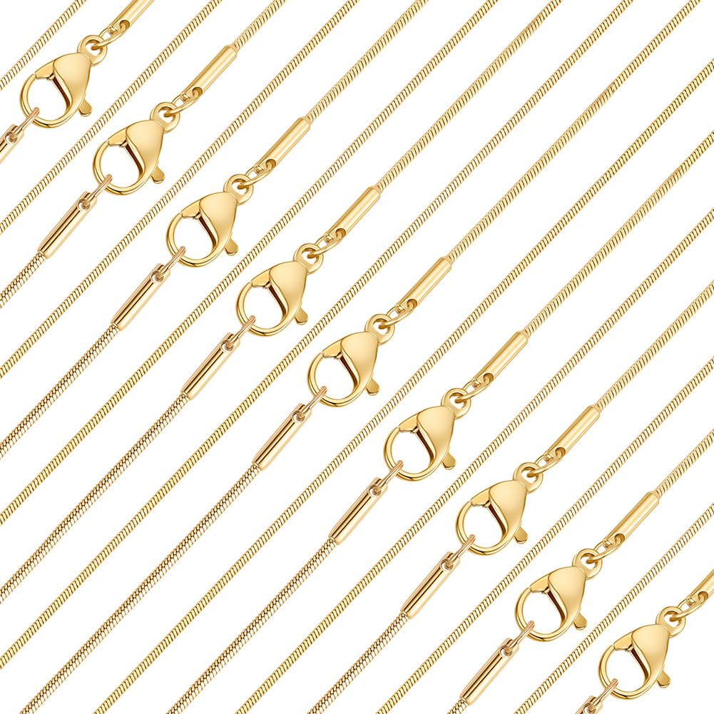 Beebeecraft 10Pcs Snake Chain Necklaces 17.7in 0.9mm Stainless Steel Golden โ image 1