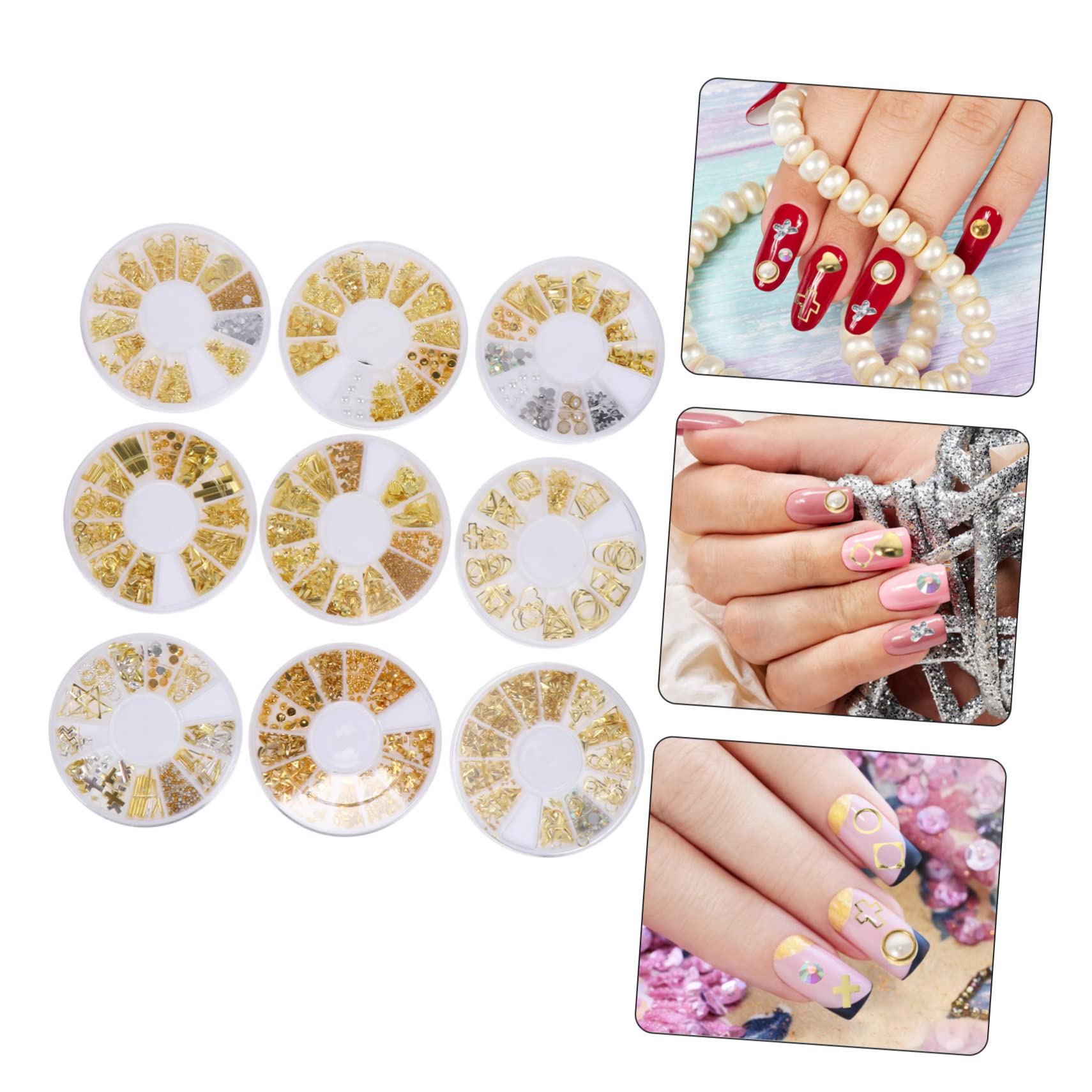 CALLARON 3 Set Decorazioni Per Unghie Set Per Nail Art Gioielli Per Manicure Facili Applicare Per Salon E Te 9 Scatole*3