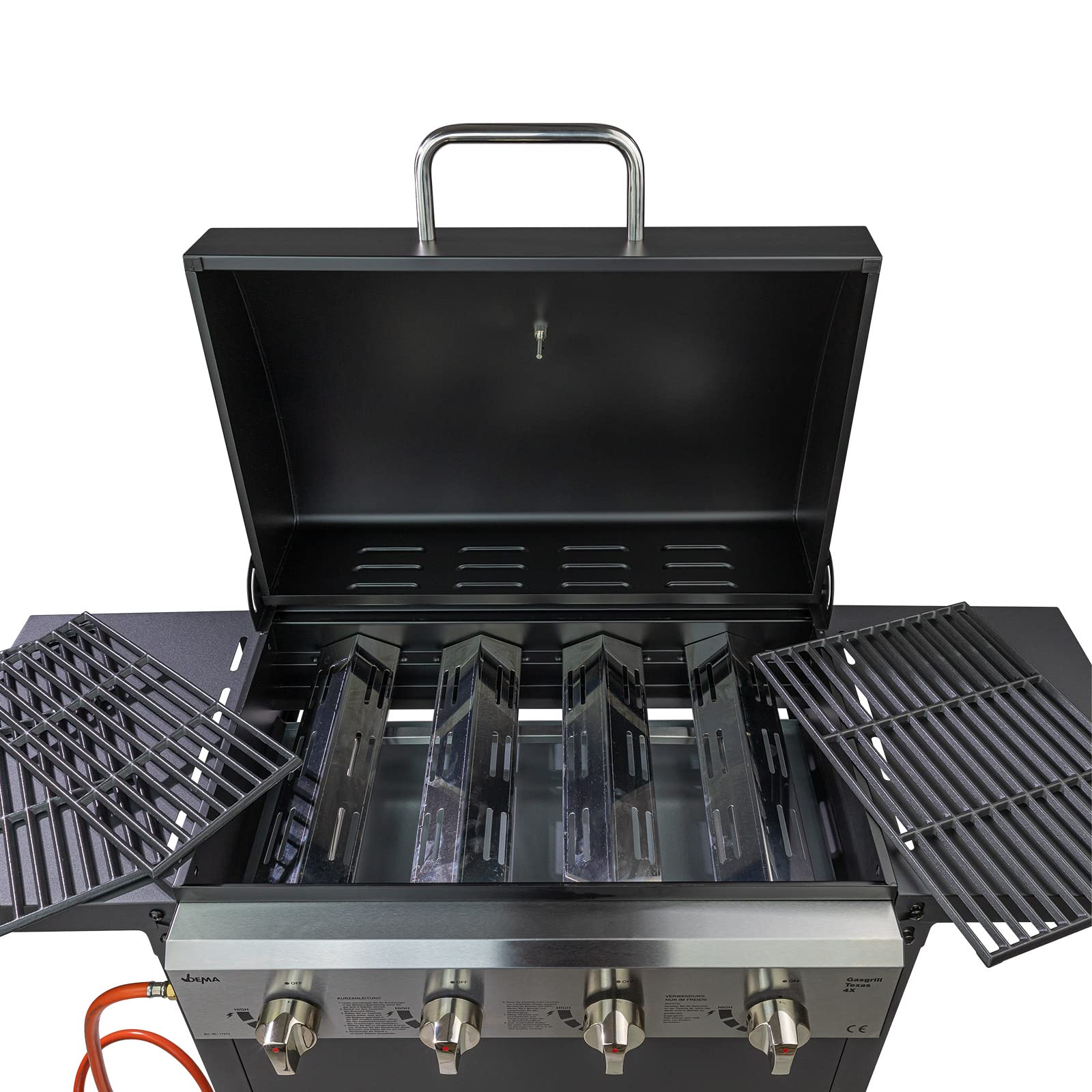 DEMA Gasgrill Grillwagen Grill Texas 4X 4 Brenner Grillrost 59x35 cm 12 kW mit Ablagen