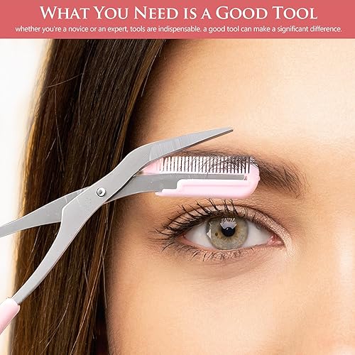 Miniatura 5 de Tijeras profesionales de acero inoxidable para cejas, con peine de plástico, desmontables para depilación, herramienta moldeadora, accesorios de