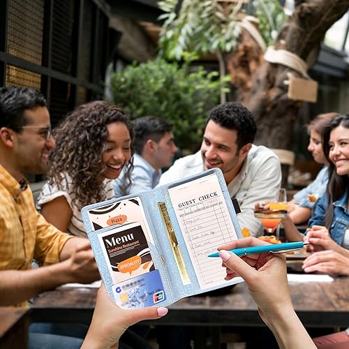 Miniatura 61 de ACdream - Libretas de servicio para camarero, cuaderno de recibos de comensales, bonito organizador de piel, cartera para dinero, para presentar AB