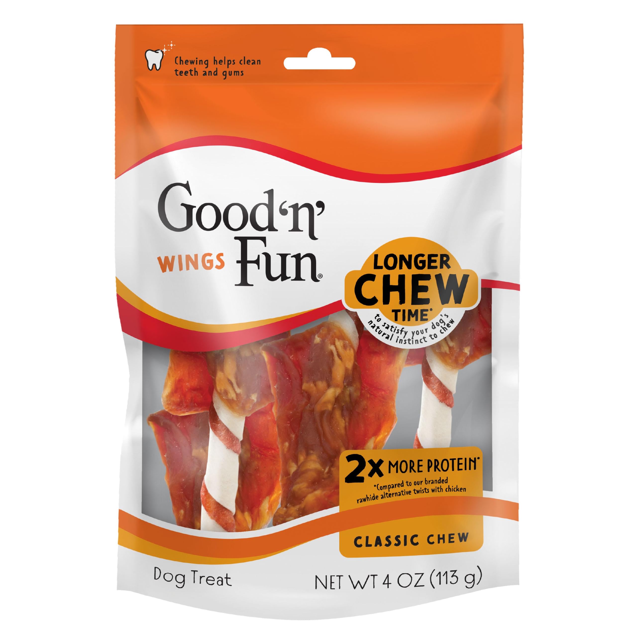 Healthy Hide Sana Ocultar Good N Divertido Cerdo/de la Carne y Pollo alas Treat, 4-Ounce