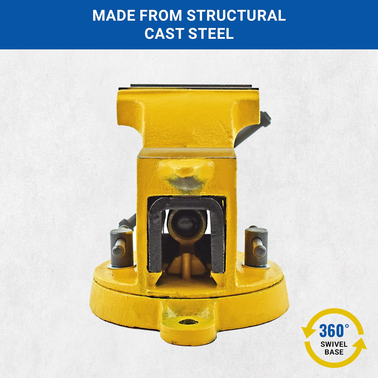 Yost Vises 908-HV All Steel Combination Vise | 8 Inch Jaw Width Pipe and Bench Vise |Secure Grip with Swivel Base | Made of Structural Cast Steel | High Visibility Safety Yellow