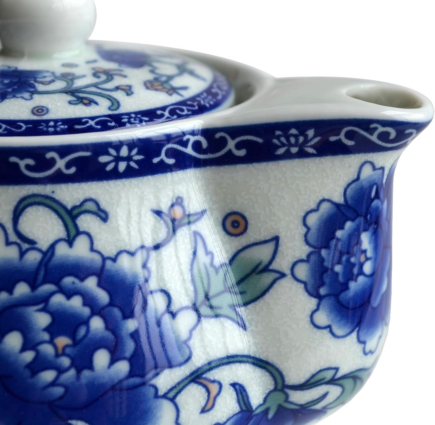 Teapot 260ml Blue White Peony Flower Porcelain Kettle Stainless Infuser (Mudan Flower 260ml)