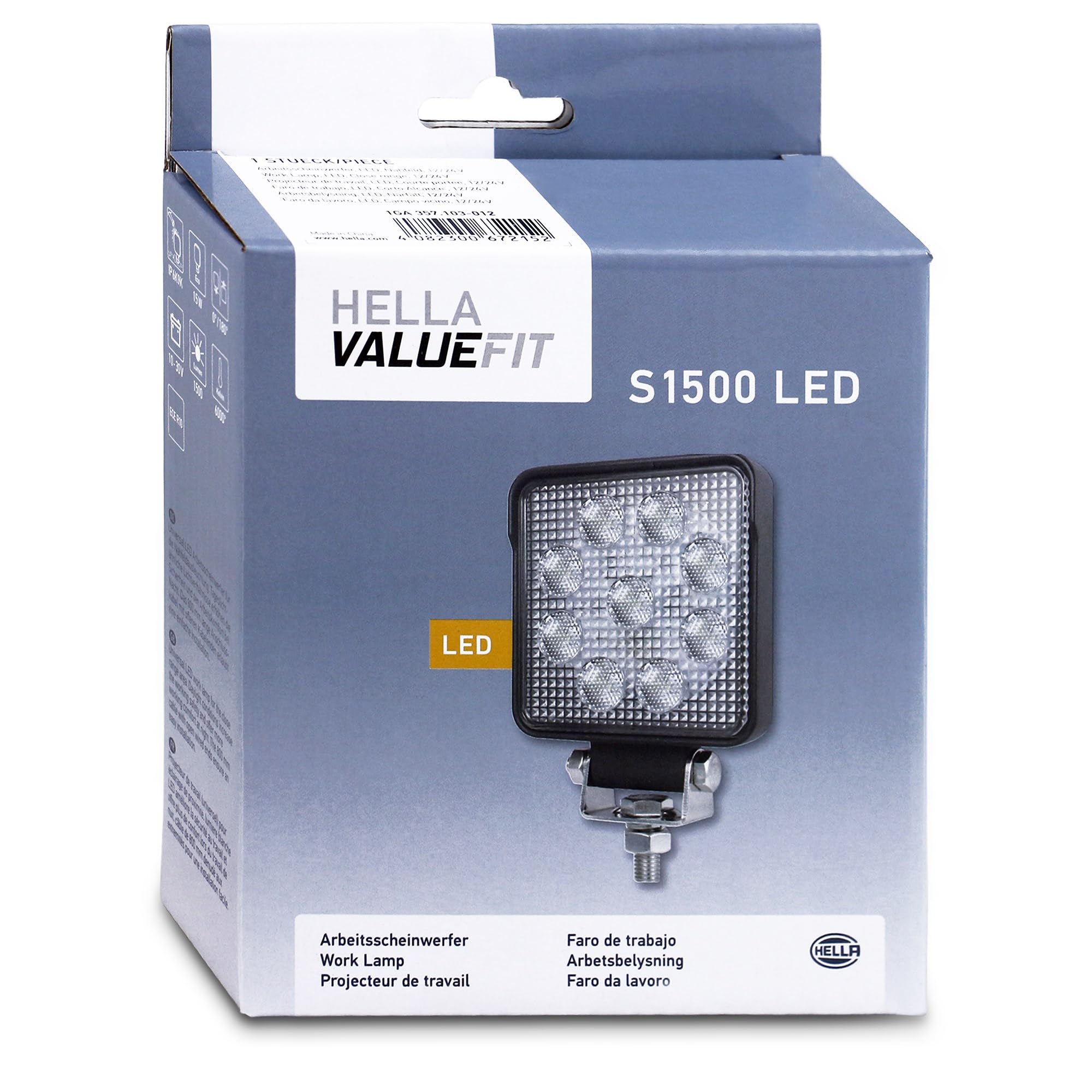 HELLA VALUEFIT 1GA 357 103-012 LED-Faro da lavoro, Valuefit S1500, 12/24V