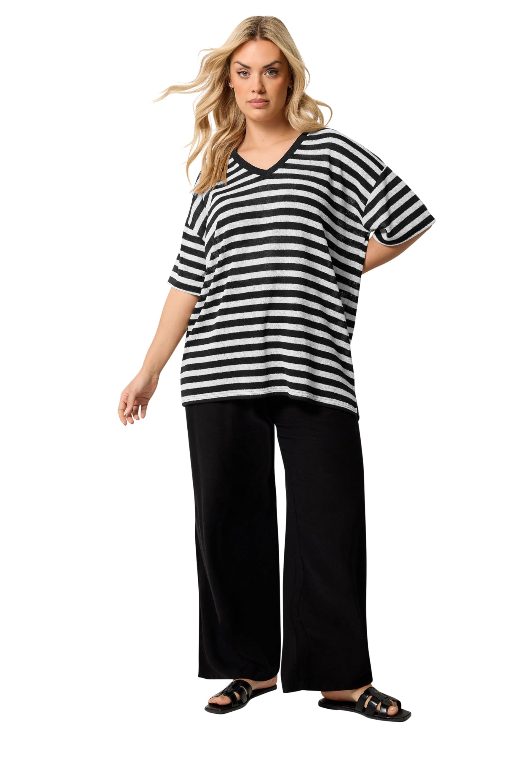 Yours Women's Multi Stripe Knitted T-Shirt Size 22-24