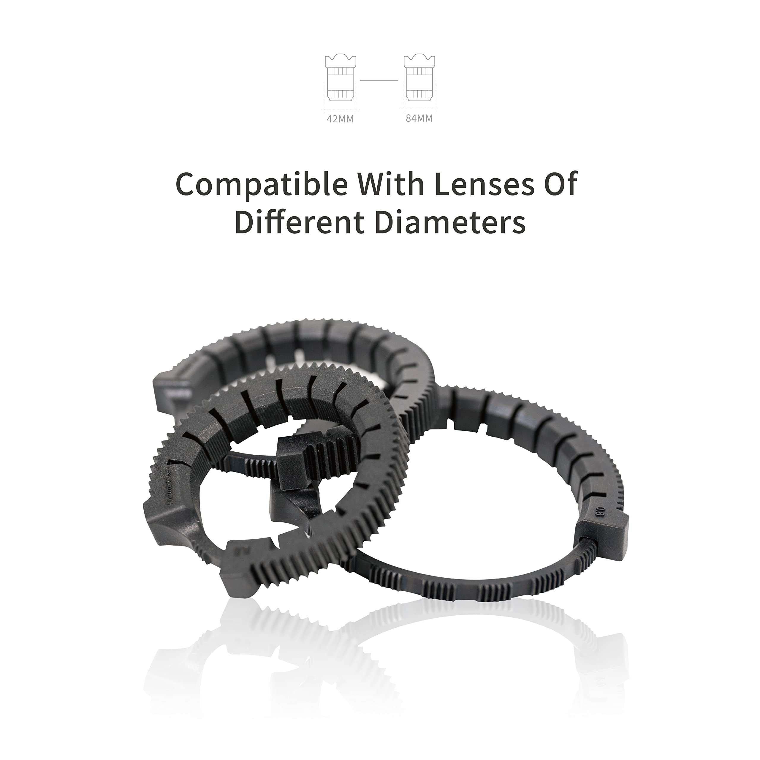 PDMOVIE Lens Gear Ring 0.8Mod - Anello per cintura flessibile per follow focus, da 42 mm a 82 mm (3 confezioni)