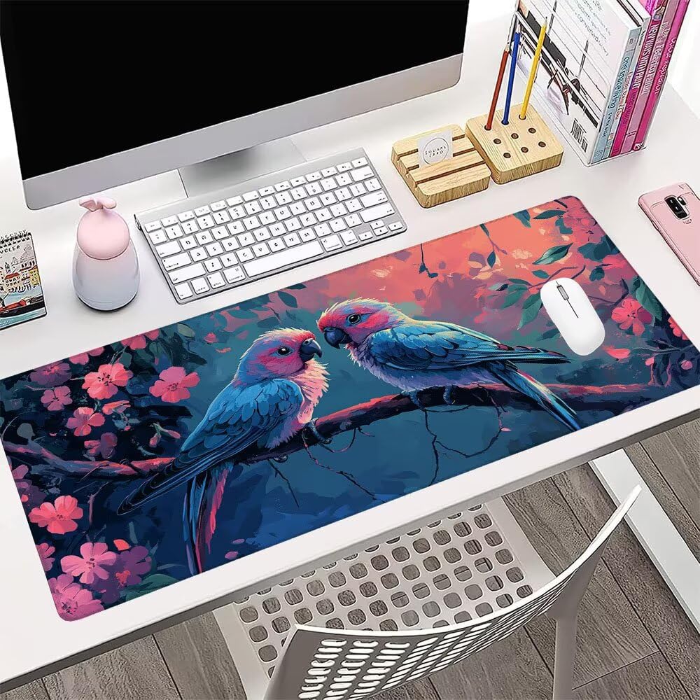 Alfombrilla de Mouse para Juegos, Blu, XXL, Antideslizante, Impermeable, Diseño de Uccello, Extendido, Grande, 1200x600x3mm, para PC, Laptop, Ufficio, Famiglia d-814