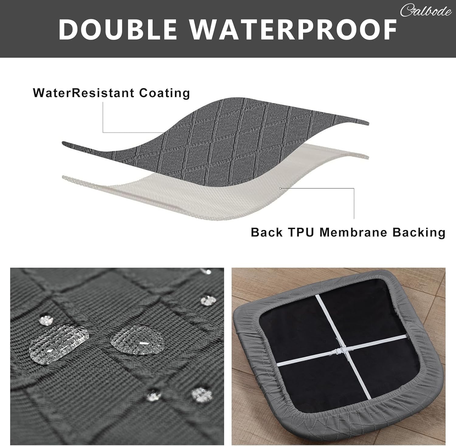 Waterproof Seat Covers for Dining Room Chairs Set of 4 with Stretch Bench Slipcover Jacquard Chair Covers Removable Washable Kitchen Chair Seat Cushion Protector(Dark Gray, 5 PCS)