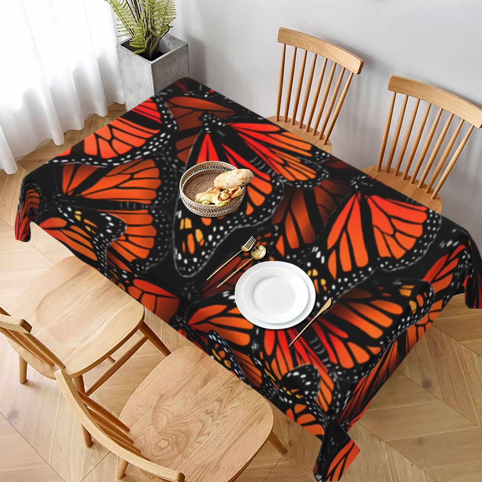 BNVSADC Monarch Butterflies Printed Rectangle Tablecloth 228x152 CM, Water Resistant Polyester Table Cloth Decorative Fabric Table Covers for Kitchen Dining Table Parties Camping