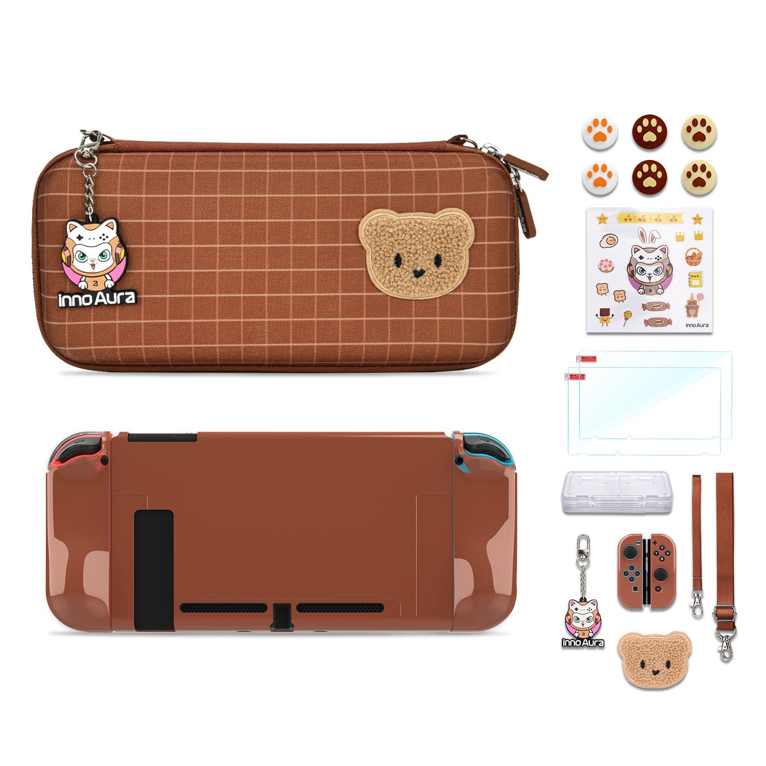 innoAura - Funda para Switch NS, innoAura Switch - Kit de Accesorios para Interruptor con Funda de Transporte Switch, Protector de Pantalla Switch, Funda para Juego Switch — view 6