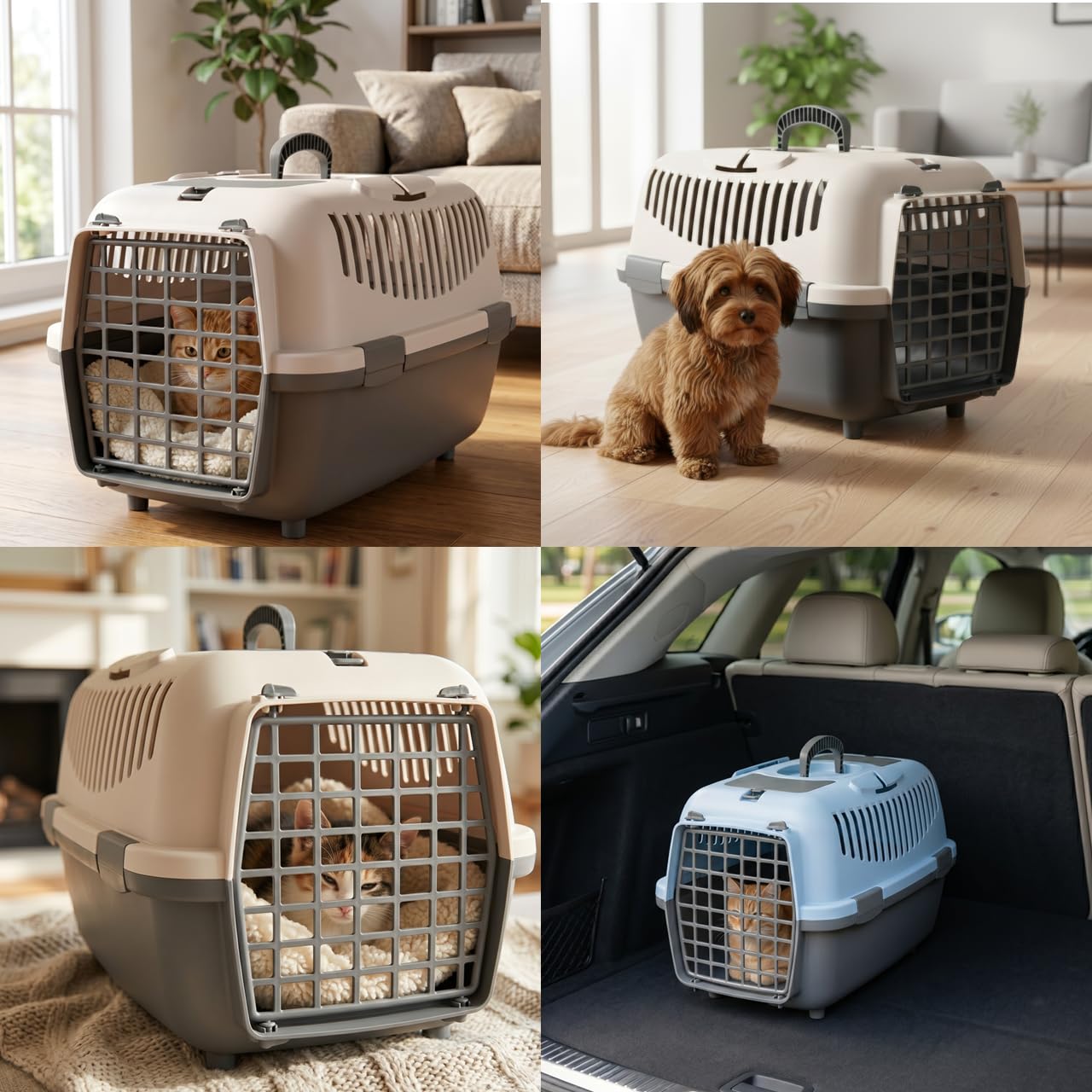 Nomade 2 Transportbox Katze und Hundebox - Transportbox für kleine Hunde und Katzen - 55 x 36 x 35 cm - Kann bis zu 8 kg tragen. Robustes Polypropylen. Türen aus Kunststoff