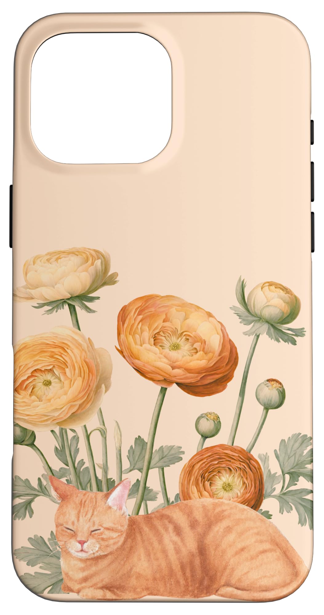 Cute Orange Tabby Cat With Golden Hour Flowers Case for iPhone 16 Pro Max