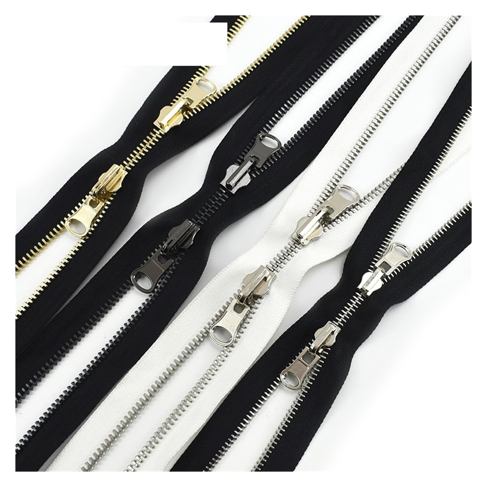 Cremallera para Bolsos, Cremallera, de Extremo Cerrado, Paquete 2 Cremalleras deslizantes giratorias bidireccionales Abierto Doble Cara Multicolor Múltiples tamaños(Whitesilver,90CM-8#)
