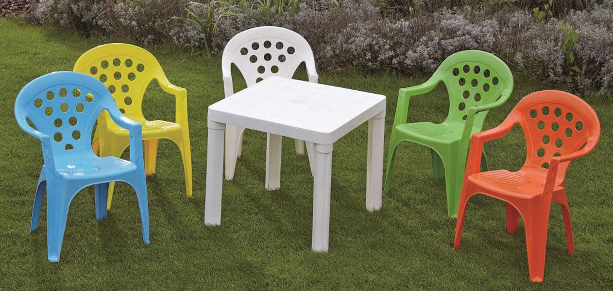 Hline Kinder Garten Sitzgruppe Tisch mit Stühlen Gartenstuhl Sessel (1 Tisch 4 Stühle grün)