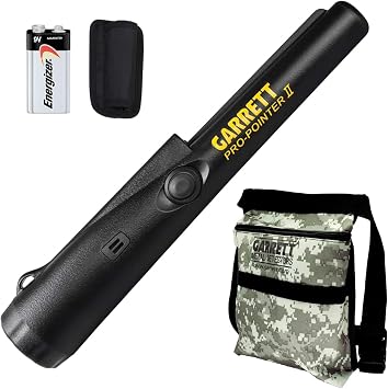 Garrett Pro-Pointer II Metal Detector Pinpointer 360 Detection, LED Flashlight, Waterproof Tip, Lost Alarm, Includes Camo Finds Pouch
