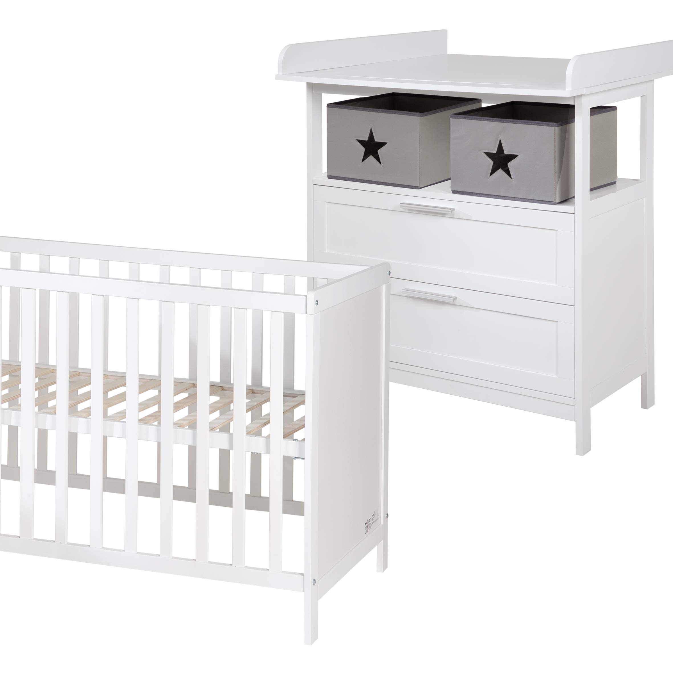 roba Set de chambre - Commode à langer Hamburg + Lit cododo 60x120 - Bois blanc