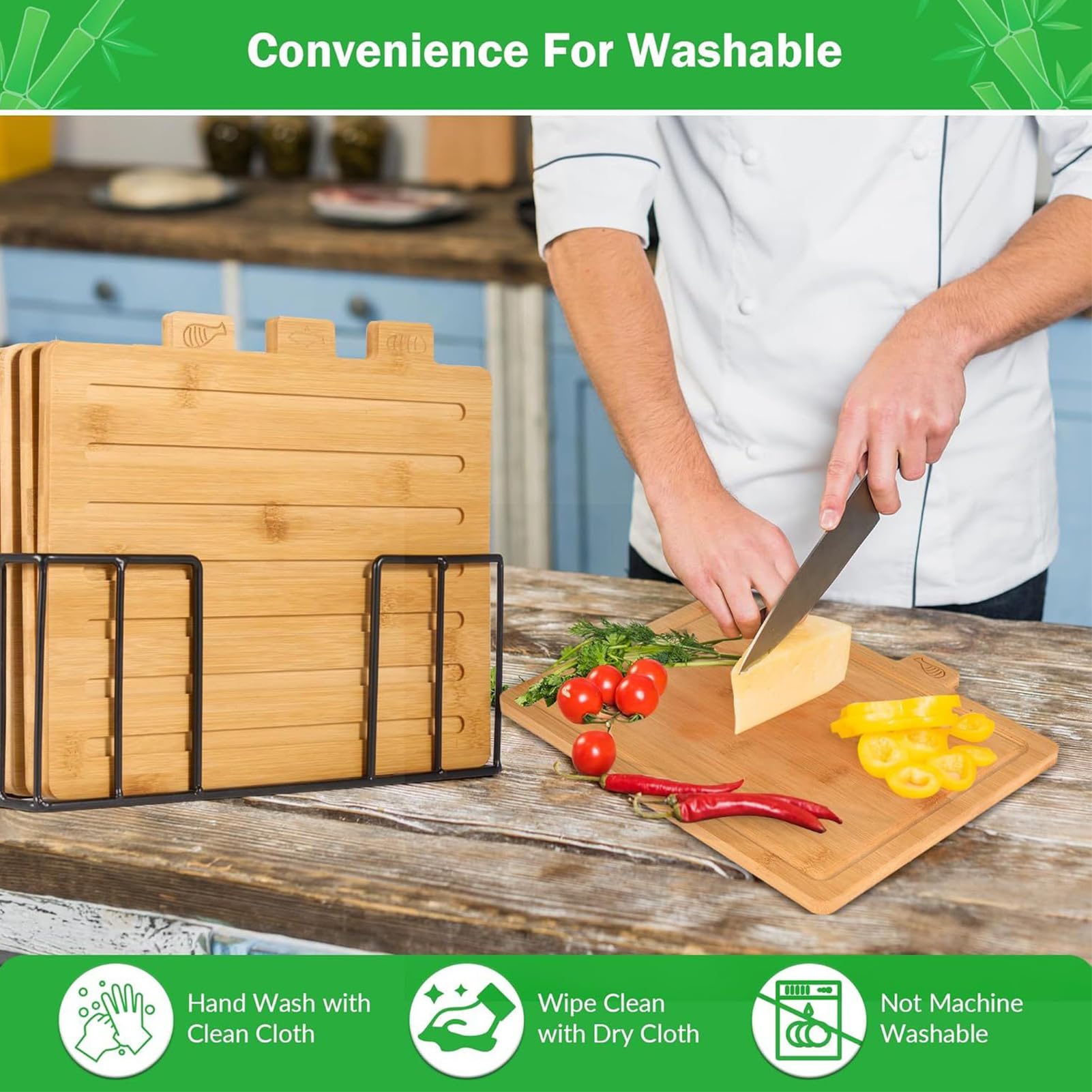 Tagliere da Cucina Set da 4 per Preparazione dei Pasti | Set di Taglieri in Legno per Alimenti Famiglia Uomini Donne Casa Ristorante Caffè Appartamento Campeggio Dispensa