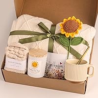 Anforsun Sending Sunshine Sunflower Care Package - Unique Gift Basket for Women, Best Friend Birthday, Get Well Soon with Blanket & Self-Care Essentials