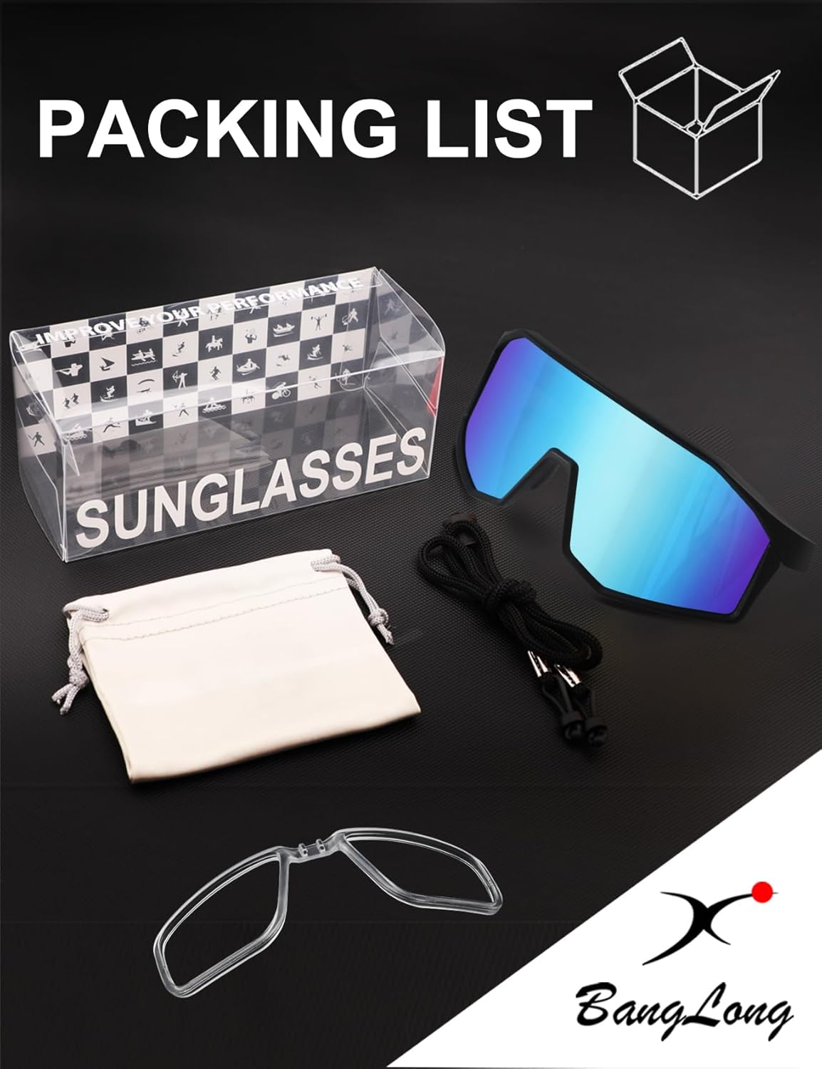 BangLong Sports Sunglasses for Men Women - UV400 Protection Baseball Sun Glasses TR90 for Running Cycling Baseball Fishing
