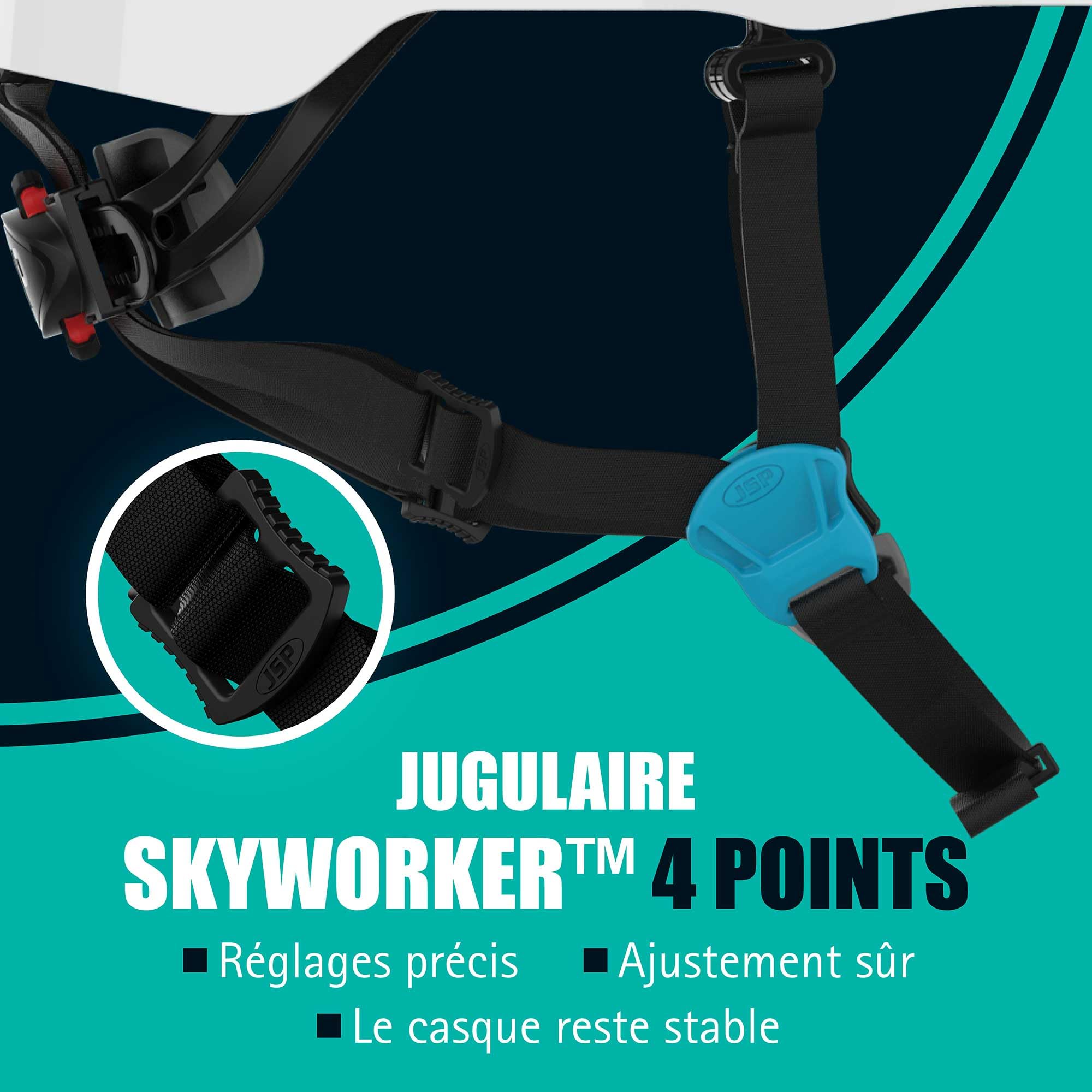 JSP EVOlite Skyworker Casque de Chantier & Escalade, Ultra Léger, Noir | Casque le plus léger de JSP pour travaux en hauteur. Jugulaire 4 points, molette. EN 397 & EN 12492.