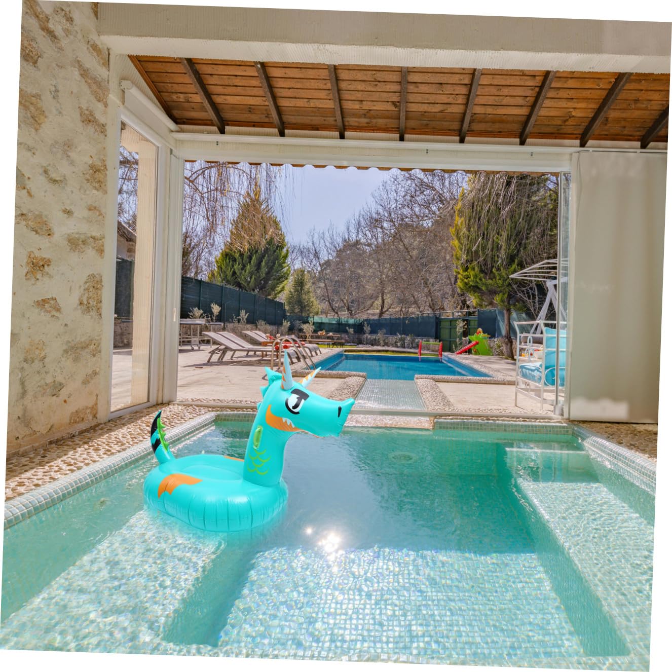 VICASKY Aufblasbare schwimmende Reihe Schwimmbad aufblasbares Bräunungsbecken schwimmmatratze schwimm matratze Schwebendes Bett in Drachenform aufblasbare Schwimmmatte Umweltschutz-PVC