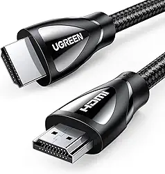 UGREEN Cabo HDMI 8K 2.1 16FT, cabo HDMI trançado de ultra alta velocidade de 48 Gbps 10K 8K @ 60 Hz 4K @ 240 Hz, eARC HDR10 HDCP 2.2 e 2.3, cabo HDMI compatível com PS5 / Xbox Series X/Roku