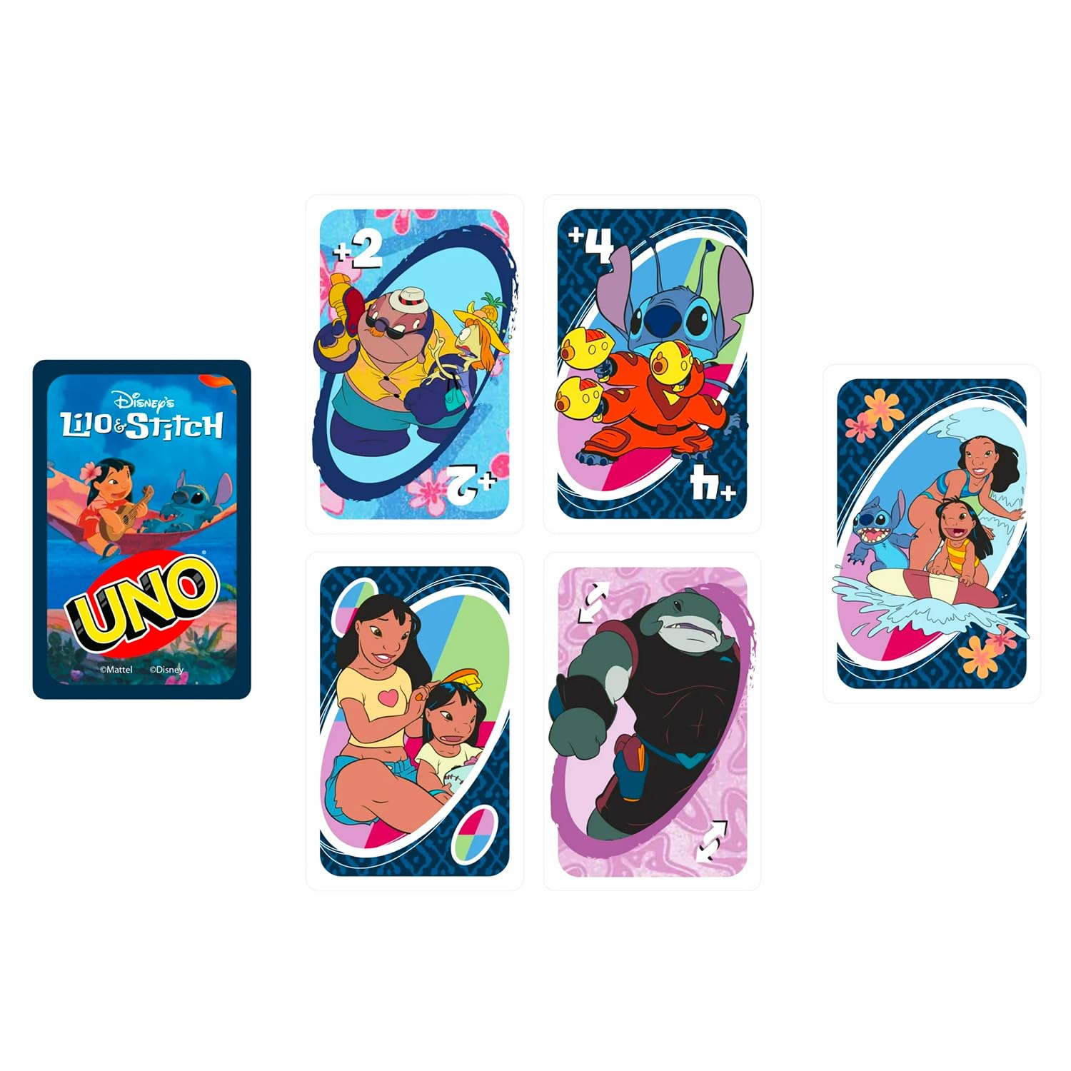 Stitch UNO Jeu de cartes – Ensemble avec jeu Disney UNO pour enfants et autocollants, plus | Jeu de cartes Lilo et Stitch pour enfants, soirée de jeu en famille