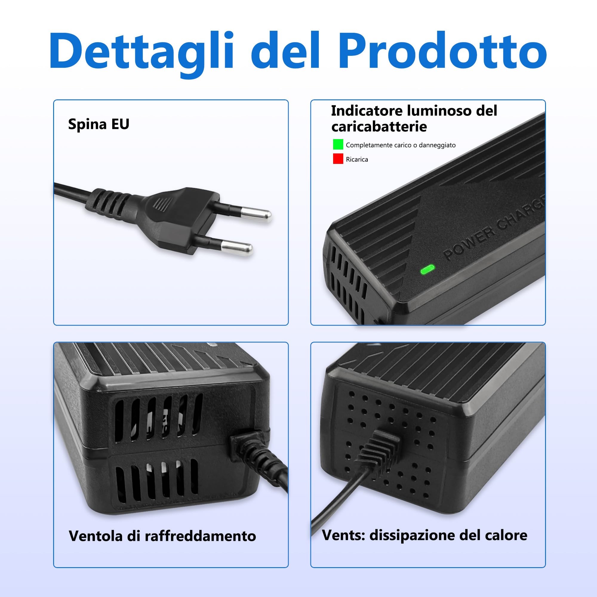 Xahpower Caricatore Monopattino Elettrico per Xiaomi M365/ Pro/ Pro2/ MI 3/ 1S, 42V 2A Caricabatterie per Ninebot MAX G30LP ES1 ES4 ES2 ES1LD F25 Aovo Pro ES80 M365 ES60 Hiboy S2R Scooter
