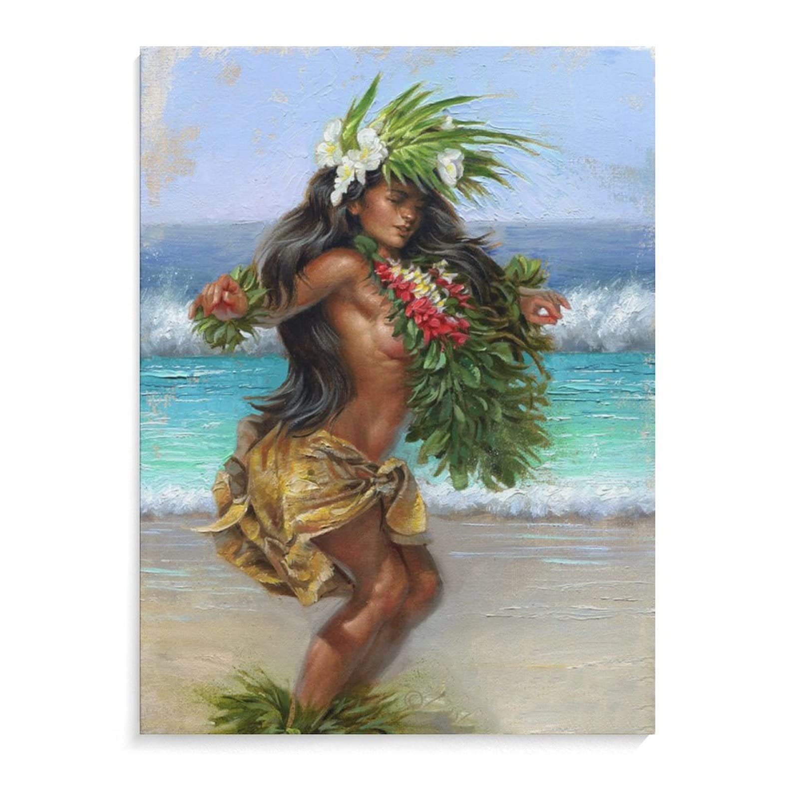Beach Hula Girl Poster Hawaii Sexy Girl Dance Wall Art Tropical