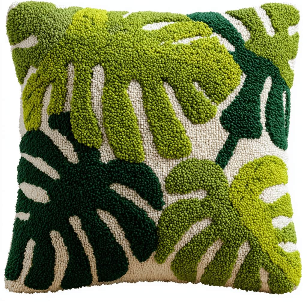 Decor Latch Hook Cushion Kit,Leaves DIY Pillow Cover 43X43Cm