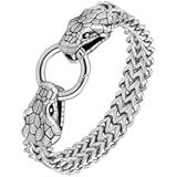 Stainless Steel Heavy Cuban Link Chain Bracelet Gothic Punk Rock Biker Viking Vintage Franco Link Curb Bracelet Jewelry for Men Silver