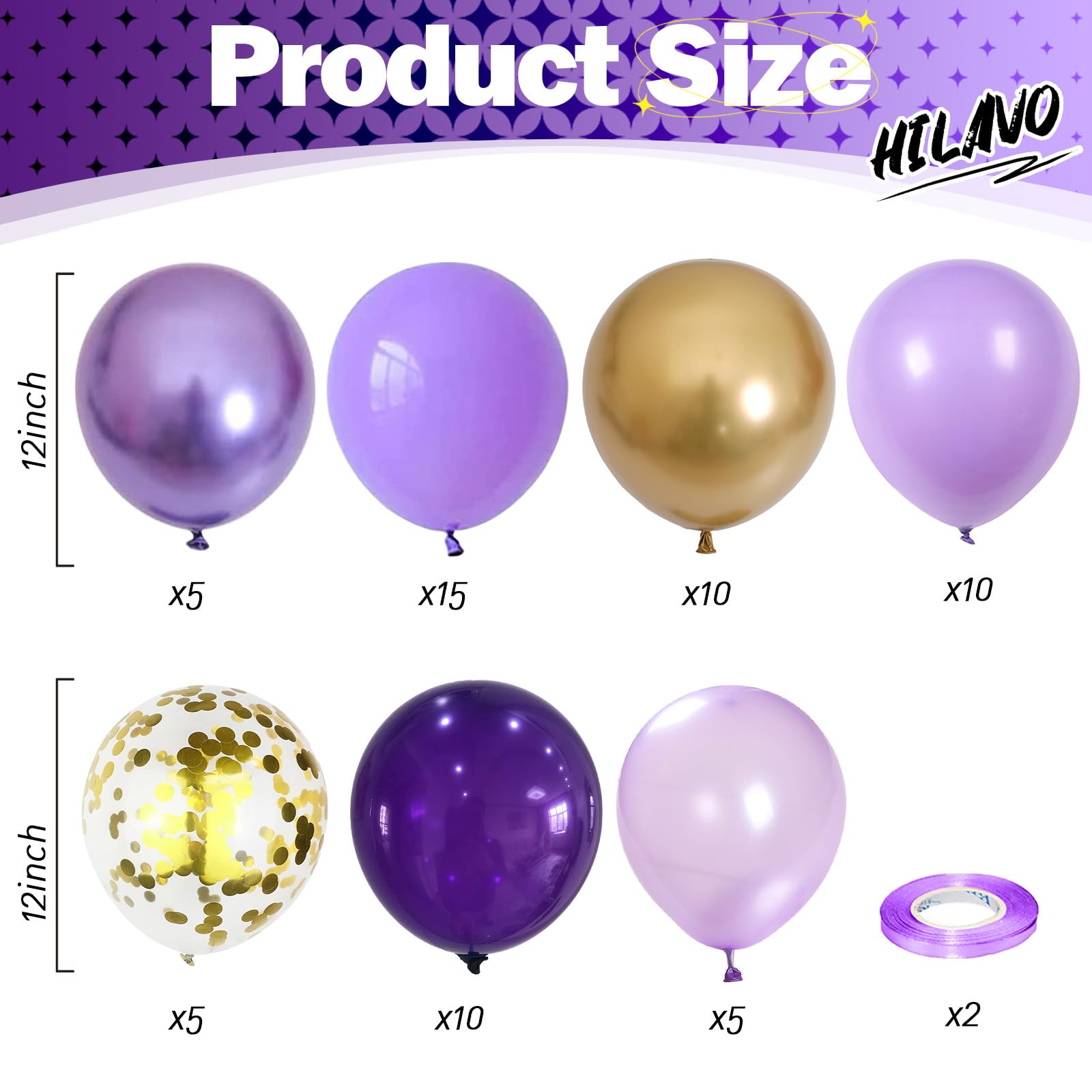 Zestaw pastelowych fioletowych złotych balonów, 60 szt., 30 cm, jasny, makaronik, metaliczny, ciemnofioletowy, lawendowy balon ze złotym konfetti, lateksowe balony na urodziny, ślub, baby shower,