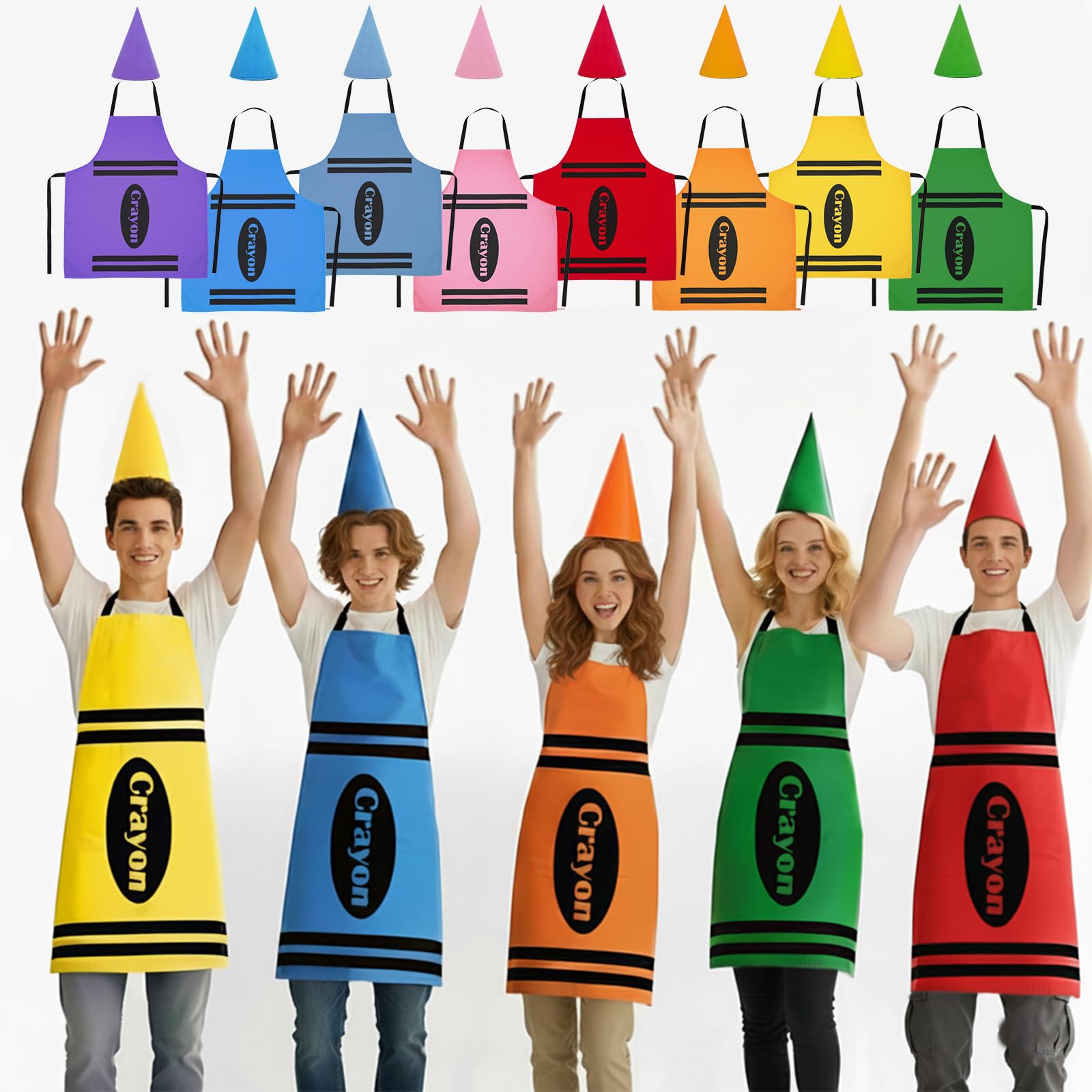 16 PCS Group Halloween Costumes for Adults 8 Color Crayon Costume Set