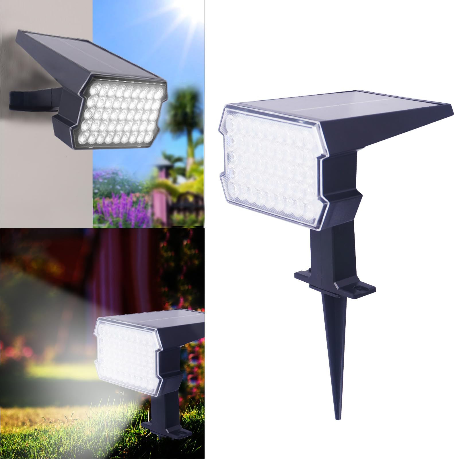 Solarlampen für Außen,6500K Kaltweiß Solar Strahler 10 Stück,IP65 Wasserdicht 45 LEDs Solar Gartenleuchten Solarleuchten,Aussenleuchte Wandleuchte für Draußen Garten,Weg,Hof,Gehweg