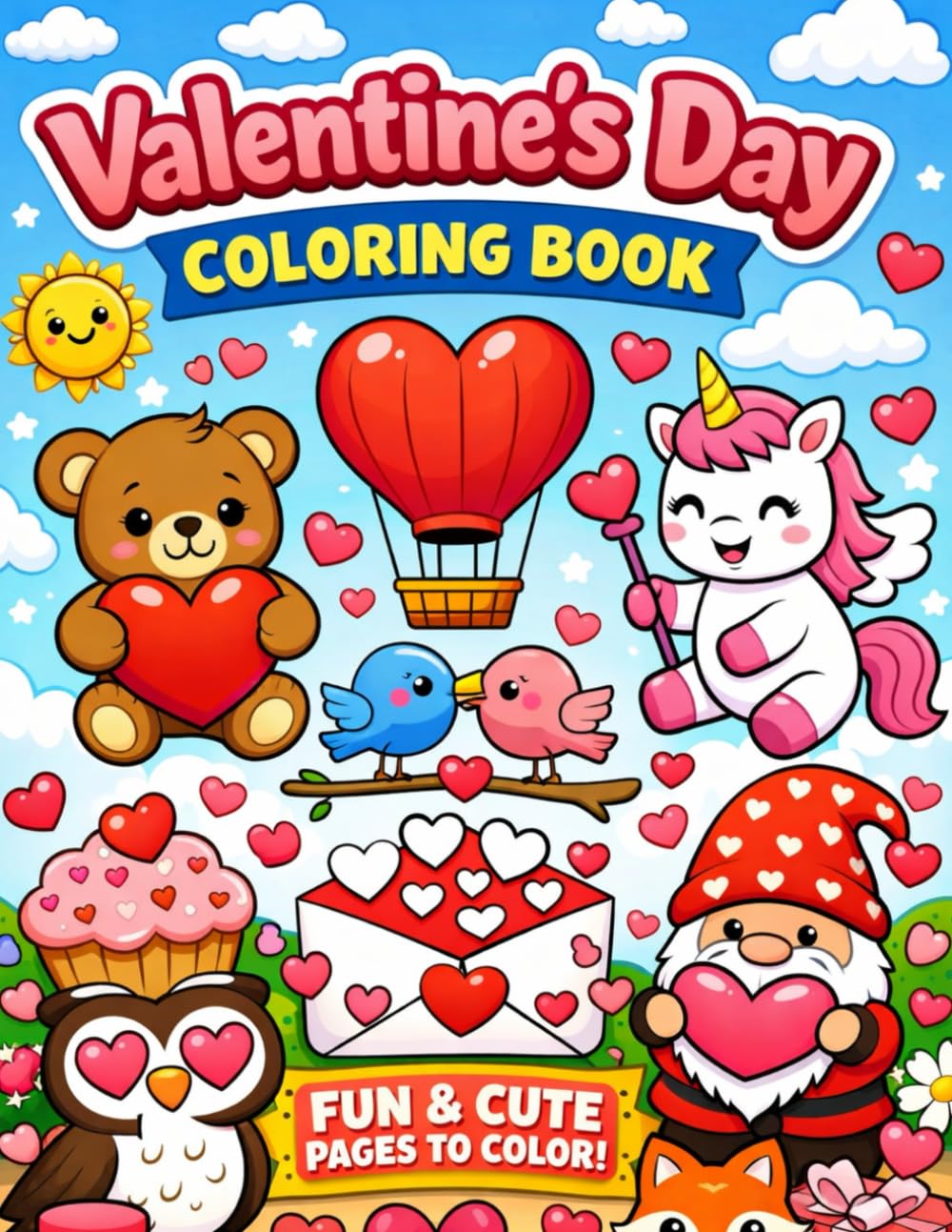 Valentine’s Day Coloring Book for Kids: Cute Animals, Hearts & Simple Designs
