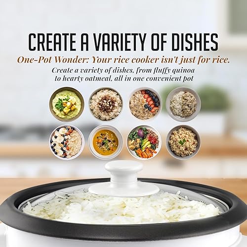 Miniatura 8 de OVENTE Arrocera eléctrica y vaporizador de alimentos, capacidad de cocción de 10 tazas (5 tazas sin cocinar), olla extraíble antiadherente, función