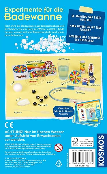 KOSMOS 657833 Experimente für die Badewanne, Experimentier-Spaß mit Seifenboot, Wasserrad und Taucherglocke, Forscher-Set, Experimentierset für Kinder, Badewannen-Spielzeug ab 6 Jahre - 5