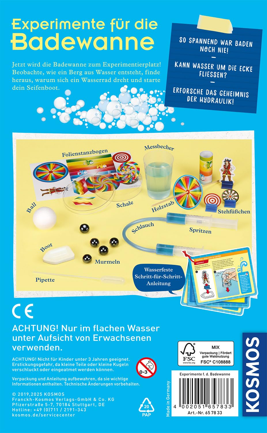 KOSMOS 657833 Experimente für die Badewanne, Experimentier-Spaß mit Seifenboot, Wasserrad und Taucherglocke, Forscher-Set, Experimentierset für Kinder, Badewannen-Spielzeug ab 6 Jahre - 5