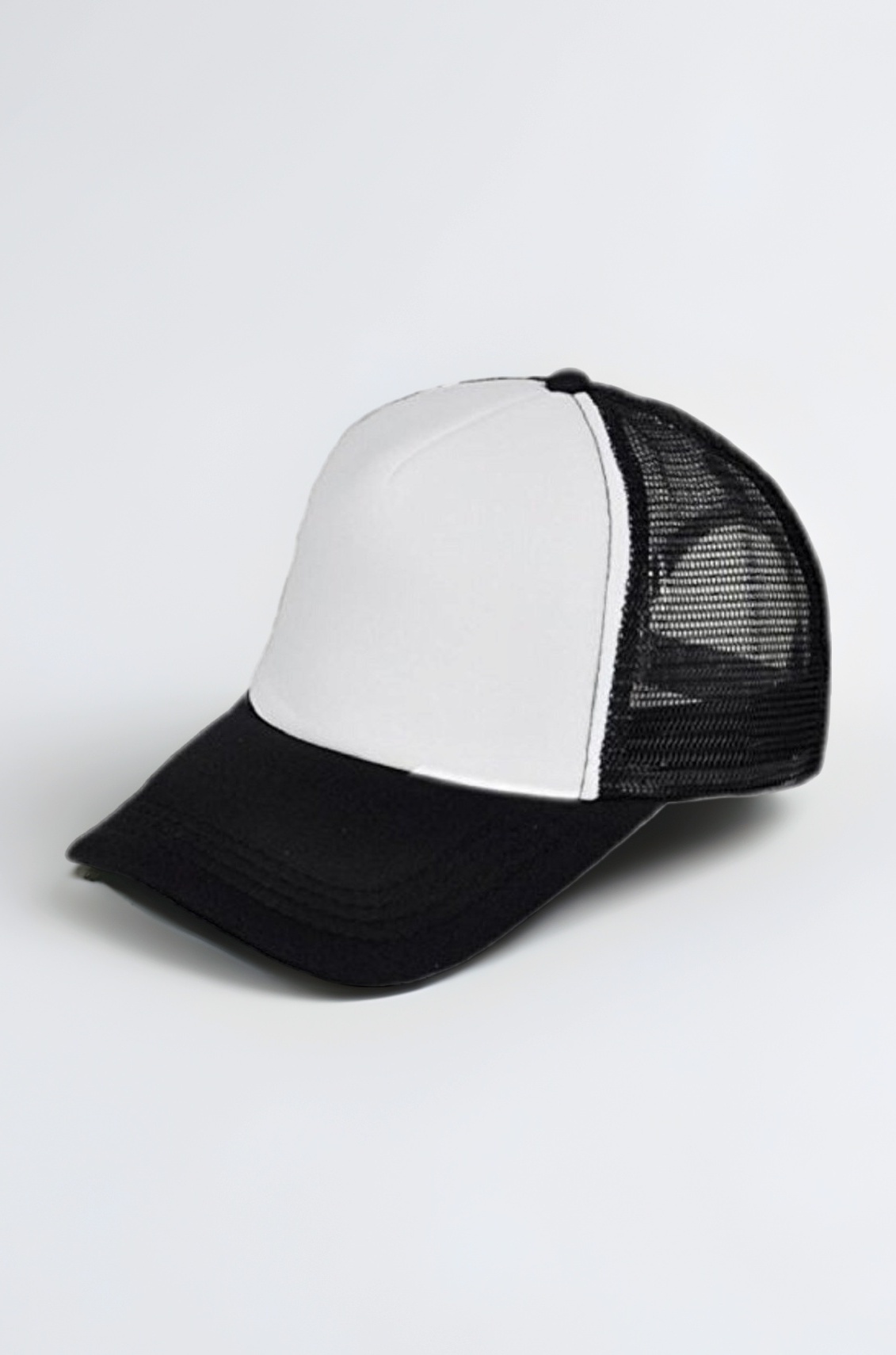 Men's and Women's Mesh Baseball Cap Trucker Half Net Plain Curved Visor Hat (Black, Free Size)